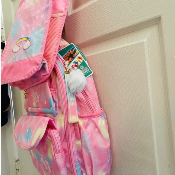 Back to School Whimsical Pink Cloud Backpack with Padded Straps and Lunch Bag - Picture 4 of 5